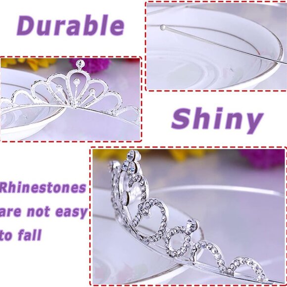 6 Pack Crystal Tiara Crown,Rhinestone Princess Crown,Silver Crystal Tiara for Gi - Picture 3 of 7